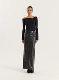 Black Tailored PU Maxi Skirt