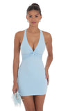Twist Open Back Dress in Light Blue