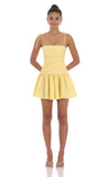 Ruched Fit and Flare Dress in Yellow
