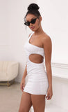 One Shoulder Cutout Dress in White