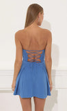 Crepe Corset Dress in Blue