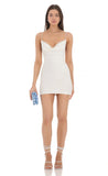 Lace Cowl Neck Bodycon Dress in White
