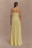 Maureen Cotton Shirring Maxi Dress Lemon