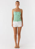 Be Alright Beaded Top Turquoise