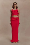 Samira Knit Wired Maxi Skirt Red