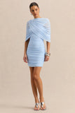 Magoria Powder Blue Mesh Round Neck Cape