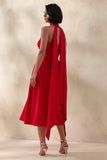 Rhode Red Halter Neck Midi Dress