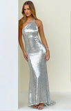 Riella Silver Sequin Maxi Dress