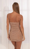 Metallic Knit Bodycon Dress in Brown