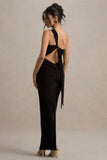 Venetia Black One Shoulder Tie Back Maxi Dress