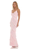 Ruffle Maxi Dress in Pink