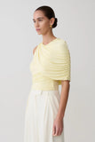 Adrienne One Shoulder Slinky Top Lemon