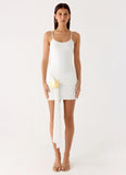 Paeonia Shell Mini Dress White