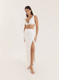 Cream Side Split Midaxi Skirt
