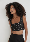 Black Embellished Crop Top