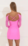 Lace Long Sleeve Bodycon Dress in Pink