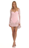 Long Sleeve Mesh Dress in Light Pink