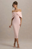Bayshore Pink Bow Bardot Midi Dress