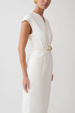 Livia V Neck Linen Maxi Dress White