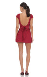 Open Back Bow Dress in Maroon