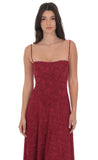 Burnout Lace Up Maxi Dress in Maroon