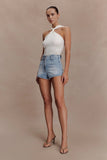 Erin Mid Rise Denim Shorts Washed Light Blue