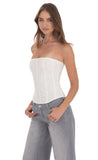 Sheer Mesh Strapless Corset Top in White