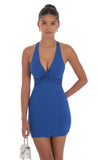 Twist Open Back Dress in Royal Blue