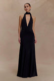 Juliet Slinky Maxi Dress With Scarf Black