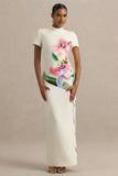 Hessie White Lily Print High Neck Maxi Dress