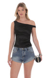 Low Rise Cuffed Denim Shorts in Blue