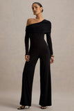 Gracious Black Jumpsuit With Asymmetric Neckline
