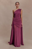Asher Slinky One Shoulder Maxi Dress Neutral Plum