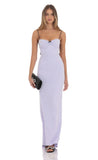 Open Back Two Toned Maxi Dress in Lavender