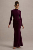 Reid Plum Long Sleeve Gathered Maxi Dress