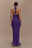 Melodie Halter Knit Maxi Dress Purple