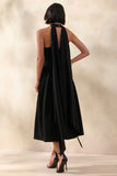Rhode Black Halter Neck Midi Dress