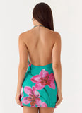Orion Beaded Chiffon Mini Dress Petal Reef
