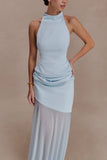 Portia Scuba Sleeveless Top Pale Blue