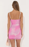 Mesh Print Bodycon Dress in Pink