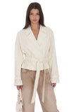 Belted Short Trench Coat in Ivory