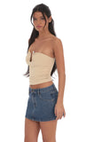 Embellished Tube Top in Beige