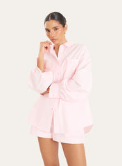Light Pink Cotton Balloon Sleeve Shirt