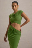 Pia Green Short Sleeve Maxi Dress With Cut Out