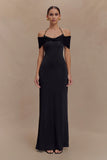 Bernadina Mesh And Slinky Halter Maxi Dress Black