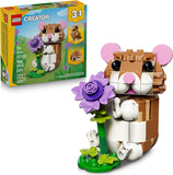 LEGO Creator 3 in 1 Cute Hamster with a Flower Building Toy for Girls Boys Ages 7 Kids Build a Hamster Hedgehog or Eagle Animal Figure Gift Idea for Birthdays 31376
