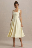 Auburn Pale Lemon Halter Neck Midi Dress