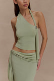 Xanthia Knit Halter Top Pastel Green
