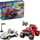 LEGO Sonic the Hedgehog Silvers Car vs Knuckles Monster Truck Building Toy for Boys Girls Racing Playset W Silver Knuckles Minifigures for Kids Ages 8 Gift Idea for Birthdays 77118