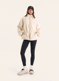 Cream Toggle Waisted Peplum Hem Fleece